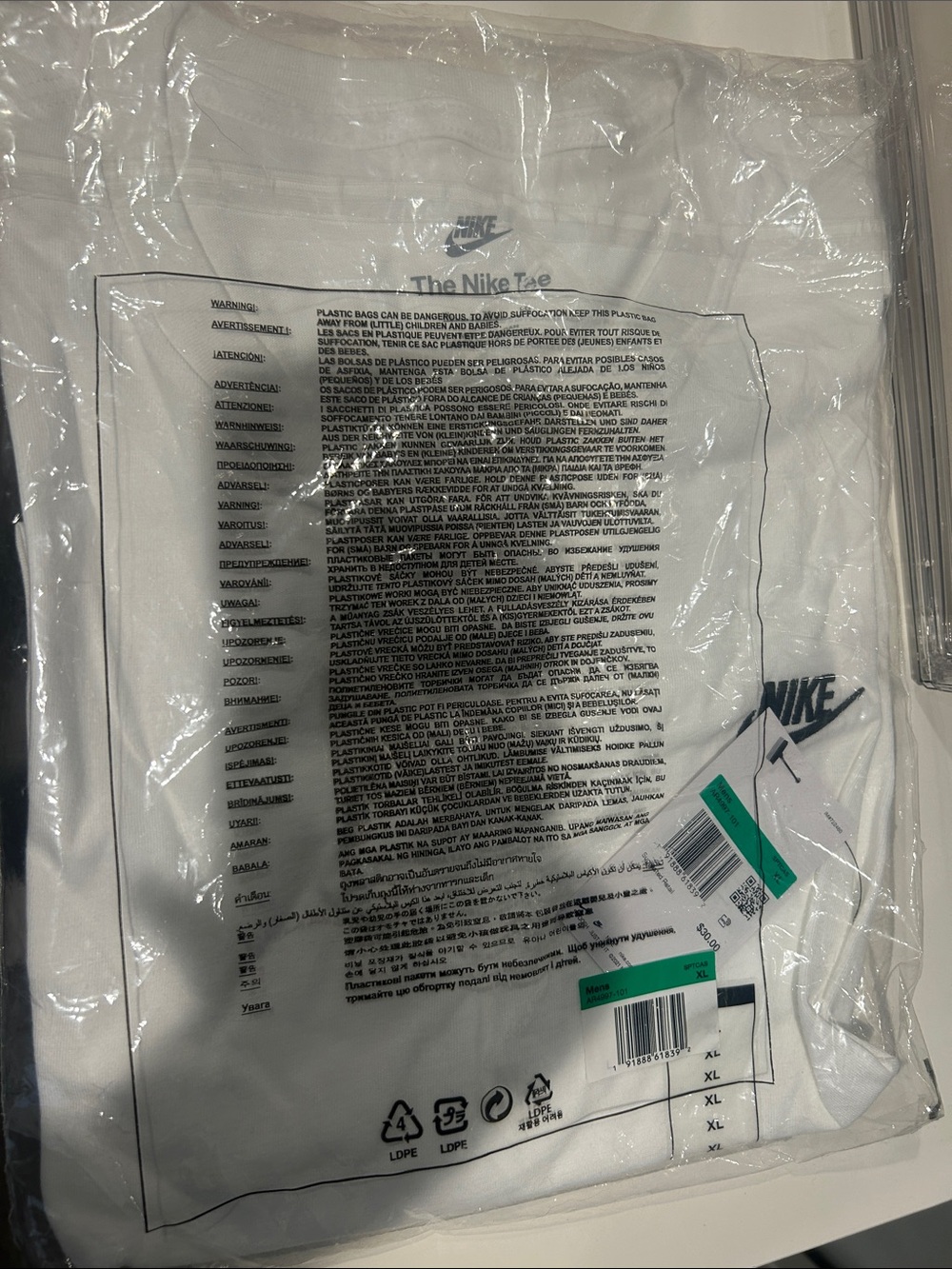 Nike White T-Shirt with Navy Swoosh